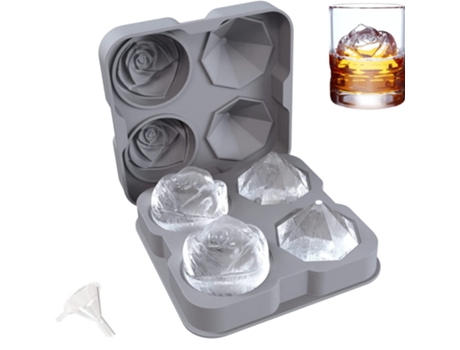 Rose Ice & Diamond Ice Ball, para cócteles refrescantes, whisky, bourbon y jugo casero (gris)