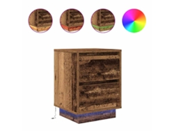 Mesita de noche con luces LED, madera antigua, MAISON EXCLUSIVE (38x34x50 cm)