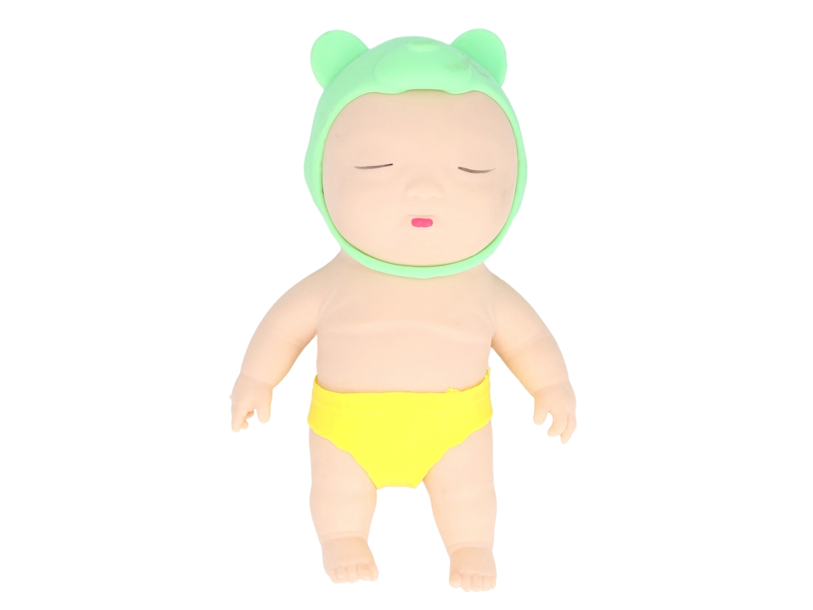 Jinwei-muñeca De Arena Squeezy Estirable Para Aliviar El Estrés Juguete Sensorial Con Gorro Verde
