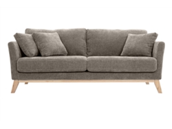 Sofá nórdico 3 plazas desenfundable beige y patas madera OSLO MILIBOO