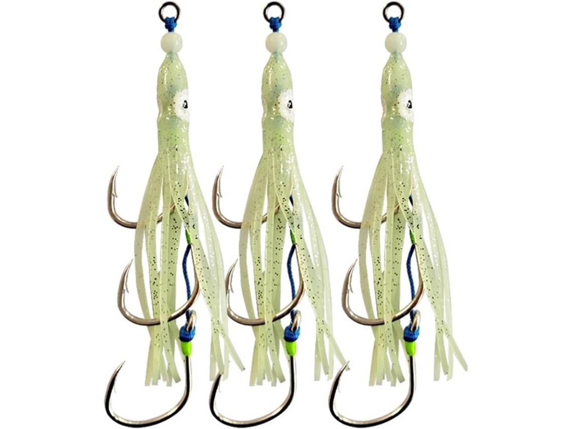 Juego De Anzuelos Auxiliares Portátiles Para Jigging Peces Circulares, Gomas Colas, Faldillas Silicona, Fil...