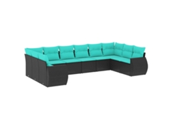 Maison Exclusive - Conjunto De Sofá De Jardín De 10 Piezas Con Cojines, De Poliratán Negro