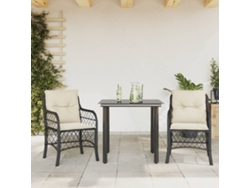 Conjunto de bistró de 3 piezas con cojines de mimbre negro de Dkd Home Decor