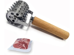 Omni-tenderizador De Carne De Acero Inoxidable Con Mango De Madera, Para Bistec Pollo Pescado Cerdo, 360 Rotación Para Sazonar Y Ablandar