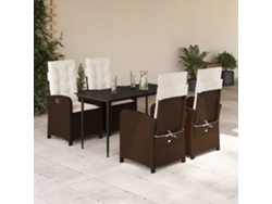 Juego de comedor de jardín de 5 piezas con cojines de mimbre marrón de DKD Home Decor
