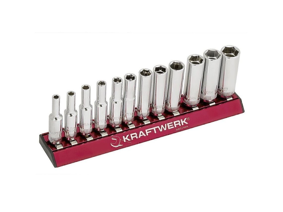 KRAFTWERK Regleta MAGALU, Juego de llaves de vasos largos 1/4, 12 pzas. KRAFTWERK