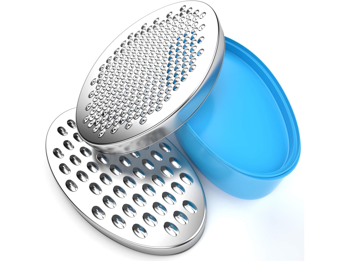 Rallador de queso sin BPA con recipiente y tapa, ideal para queso, verduras y chocolate (azul)
