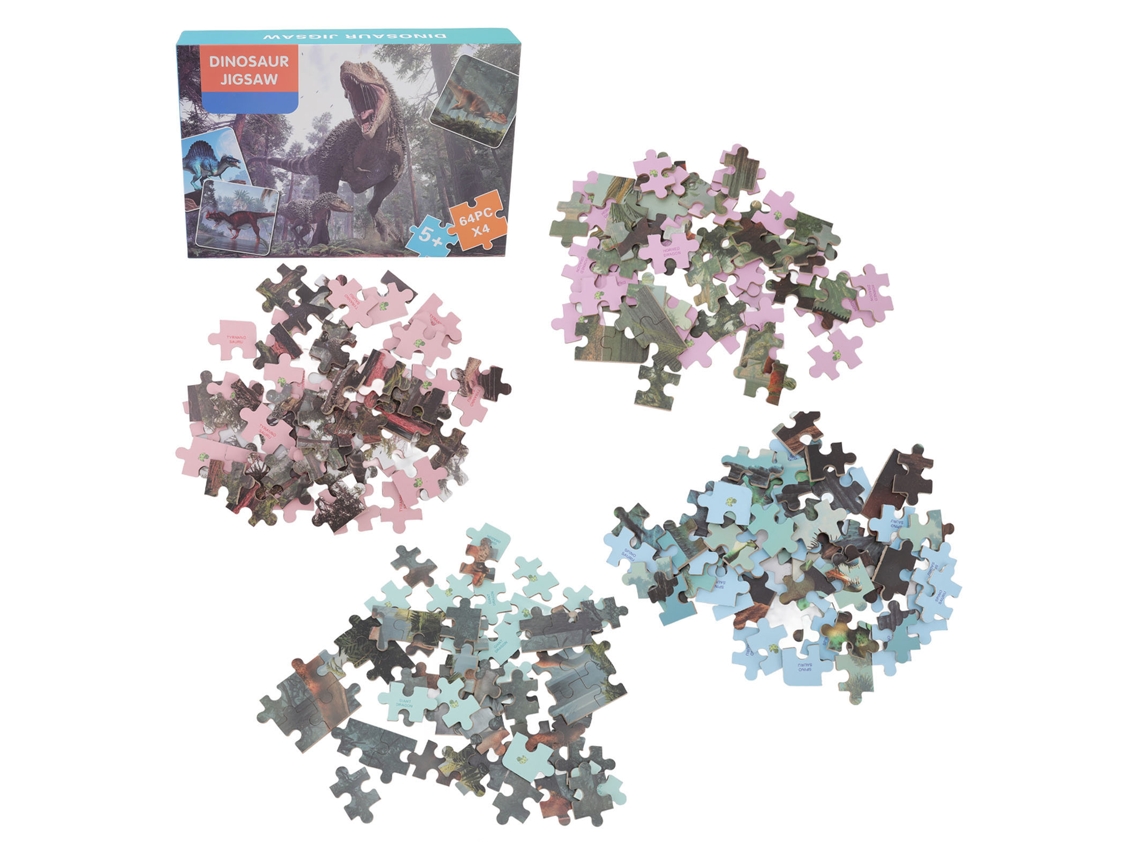 -puzzle De Dinosaurios Para Niños +5 Años 4 En 1 Juego Educativo Avanzado Rompecabezas Grande De Piso