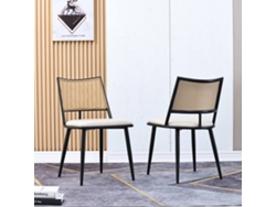 Silla de ratán sintético con respaldo de mimbre negro