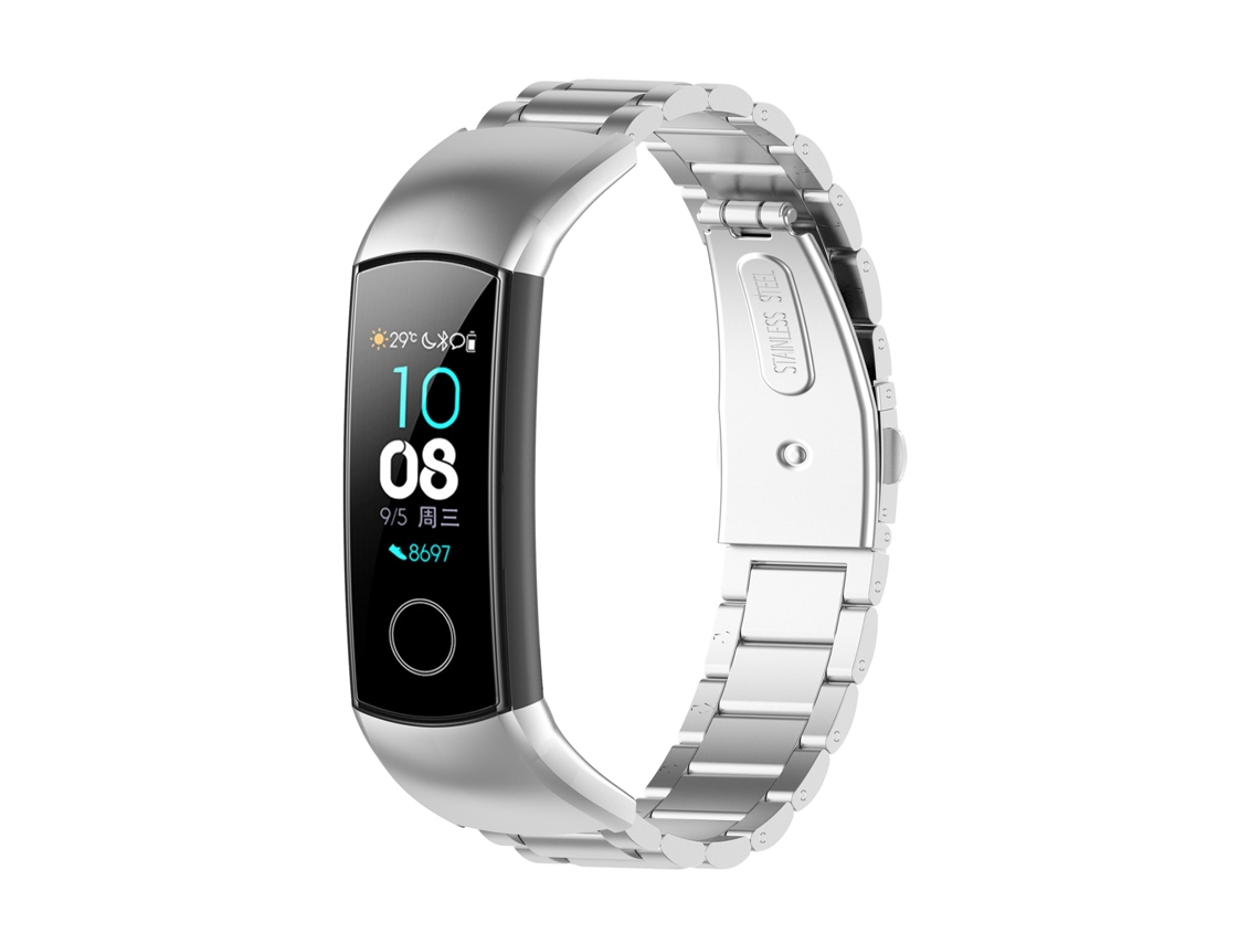 Correa de reloj inteligente para Huawei Honor Band 4 (CRS-B19) / Honor Band 5 (CRS-B19S) Pulsera de acero con tres cuentas (Plata)