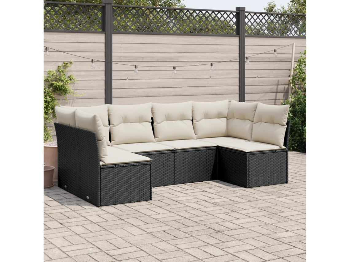 Conjunto de sofás de jardín de 6 piezas DKD Home Decor con cojines de mimbre negros