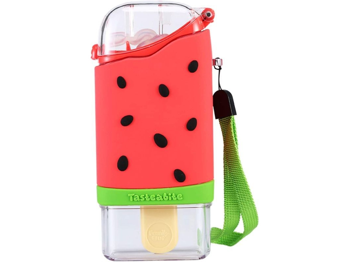 Botella de agua de silicona con forma de donut de 300 ml con pajita, cordón y tapa antideslizante resistente al calor para niñas.