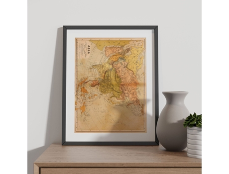 NACNIC Pósters Geográficos En Estilo Vintage Nueva Geografía Universal Ilustraciones De Antiguos Mapamundis En Tonos Sepia Tamaño A3, Con Marco Bla...