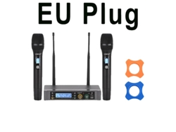 Sistema de micrófono inalámbrico de doble canal, micrófono de mano profesional, enchufe europeo de 500 MHz OEM