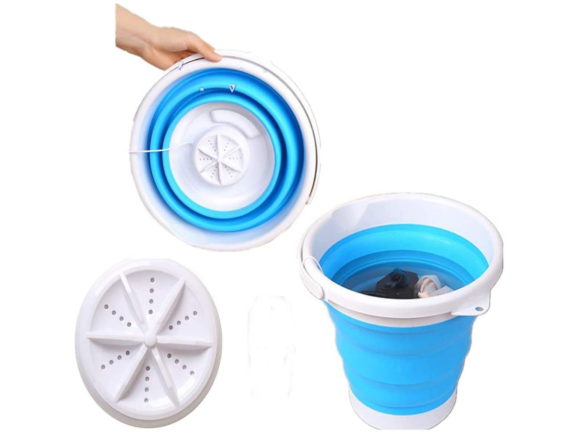 Lavadora ultrasónica plegable, diseño ideal para viajes, lavadora portátil con centrifugadora para una gestión eficiente de la colada.