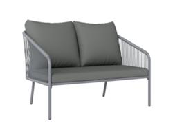 Sofá Jardín 2 Plazas, Resina, Estructura Hierro, 112x72x76cm