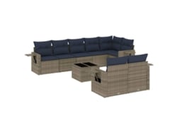Maison Exclusive - Conjunto De Sofá De Jardín De 9 Piezas Con Cojines, Poliratán Gris
