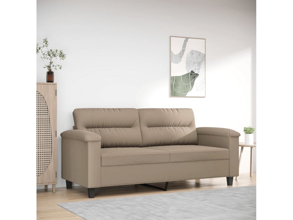 Sofá De 2 Plazas | Sofá De Salón | Sofá De Descanso De Tela Microfibra Gris Taupe 140 Cm Wsd966168