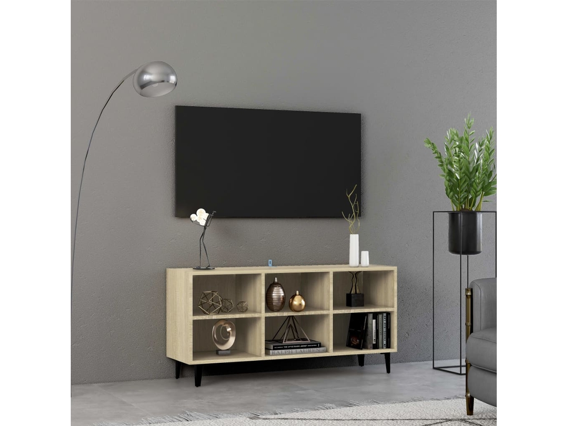 Mueble de Armario Tv Patas en Metal 103,5X30X50 Cm Color Roble Sonoma