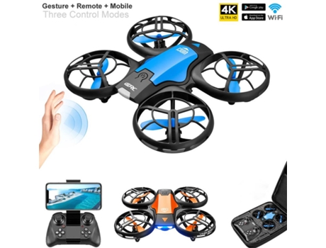 Mini Drone con cámara 4K HD (Modelo: V8 - Duración de la batería: 12 min - Azul) YIZHOOD