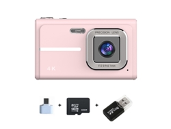 Câmera Digital 4k Hd Zoom 16x Autofoco Câmera Ccd De Tela De 2.4 Polegadas 32g Rosa 