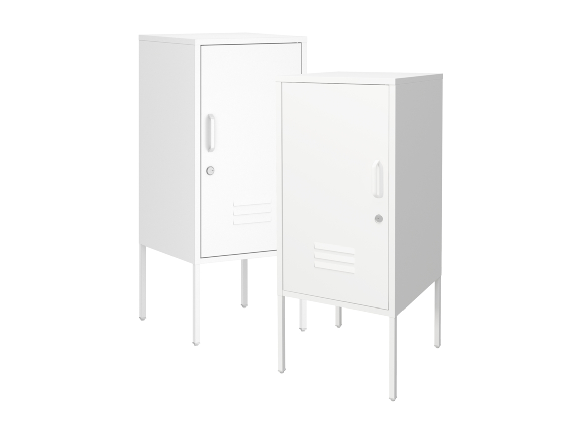 Juego de 2 mesitas de noche Hausjärvi 82x35x35cm Tirador de puerta derecho e izquierdo Blanco [EN.CASA]
