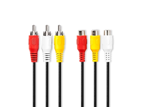 Cable de vídeo compuesto 3x RCA Hane 3x RCA Hona Platerado de níquel 480p 5,00 metros Ronda PVC Negro Kuvert NEDIS