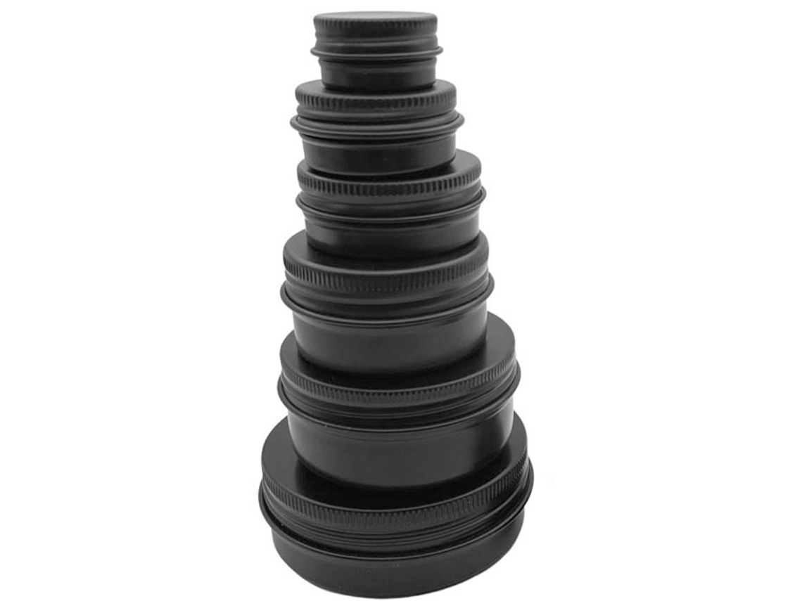 (negro) 10 Envases De Lata Rellenables Para Lápiz Labial Y Té, Y Botellas De Aluminio Vacías De Varios Tamaños.