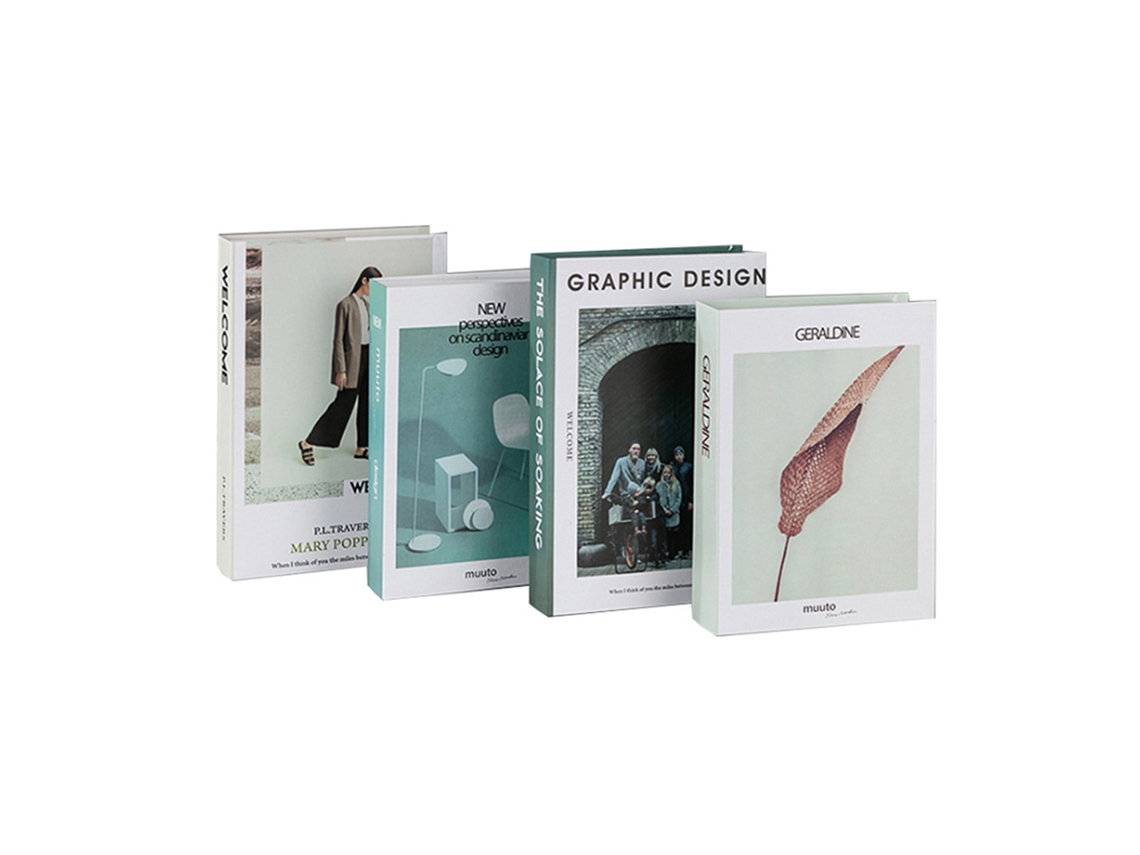 4 paquetes de libros falsos decorativos en estilo nórdico moderno