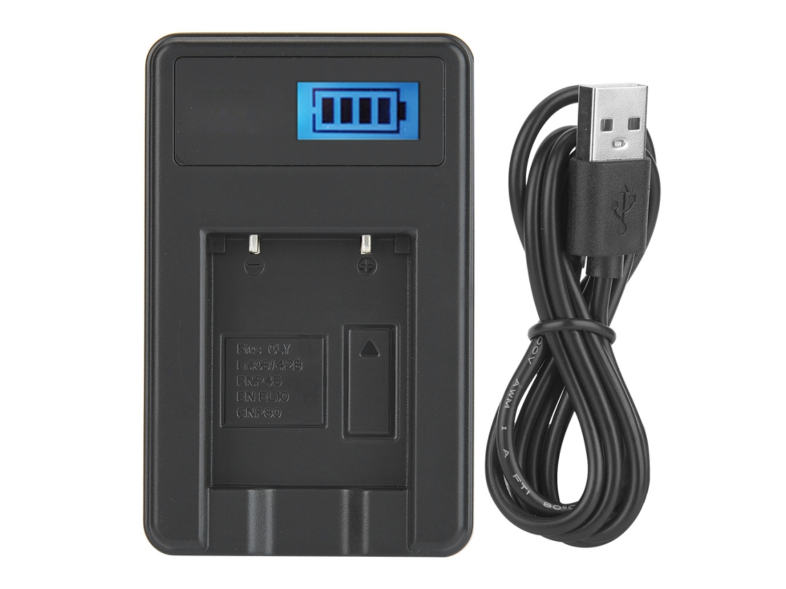 Cargador De Batería Para Cámara Np-45/li-40b Con Pantalla Lcd, Carga Usb, Portátil, Negro