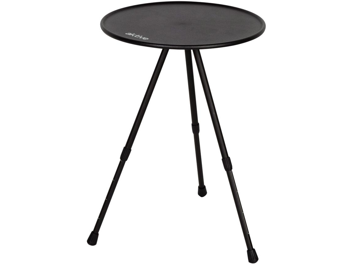 Mesa de camping plegable redonda Aktive negra, ligera y compacta