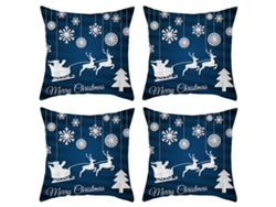 4 fundas de cojines decorativos navideños en azul y blanco (cojín no incluido) TRUYUETY