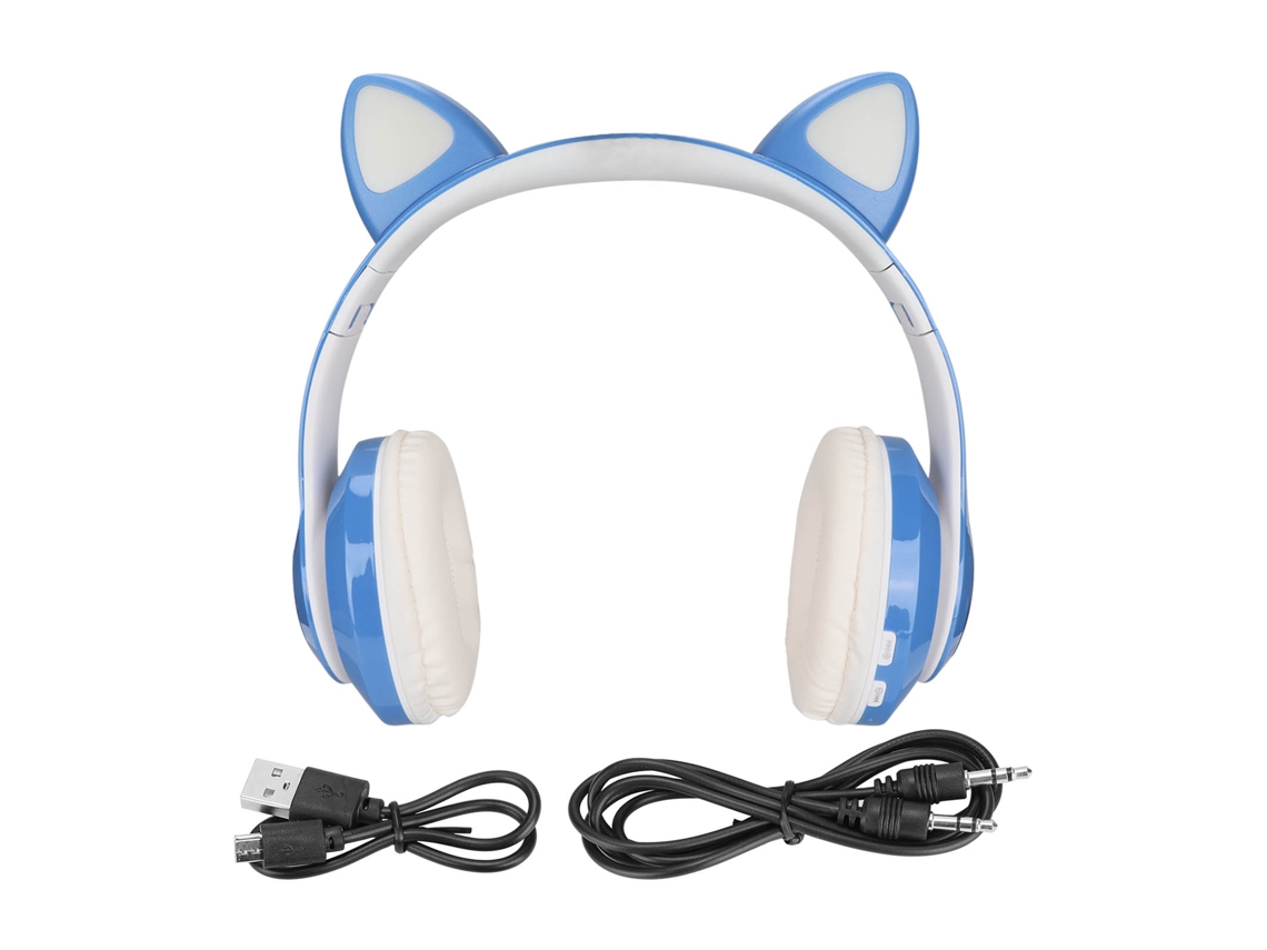 Auriculares infantiles Junli con orejas de gato luminosas, Bluetooth 5.0