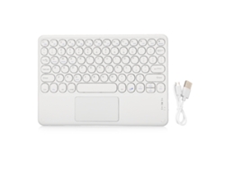 Teclado Inalámbrico Bluetooth Con Casco Redondo, Táctil Inteligente, Ultrafino, 10 Pulgadas, Blanco.