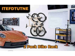 Suporte De Parede Giratório Para Bicicleta Aço Liga Preto 2un Rack De Parede Para Armazenamento Residencial E Comercial