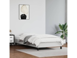 Cama con Plataforma de Piel Sintética Blanca (80x200 cm)