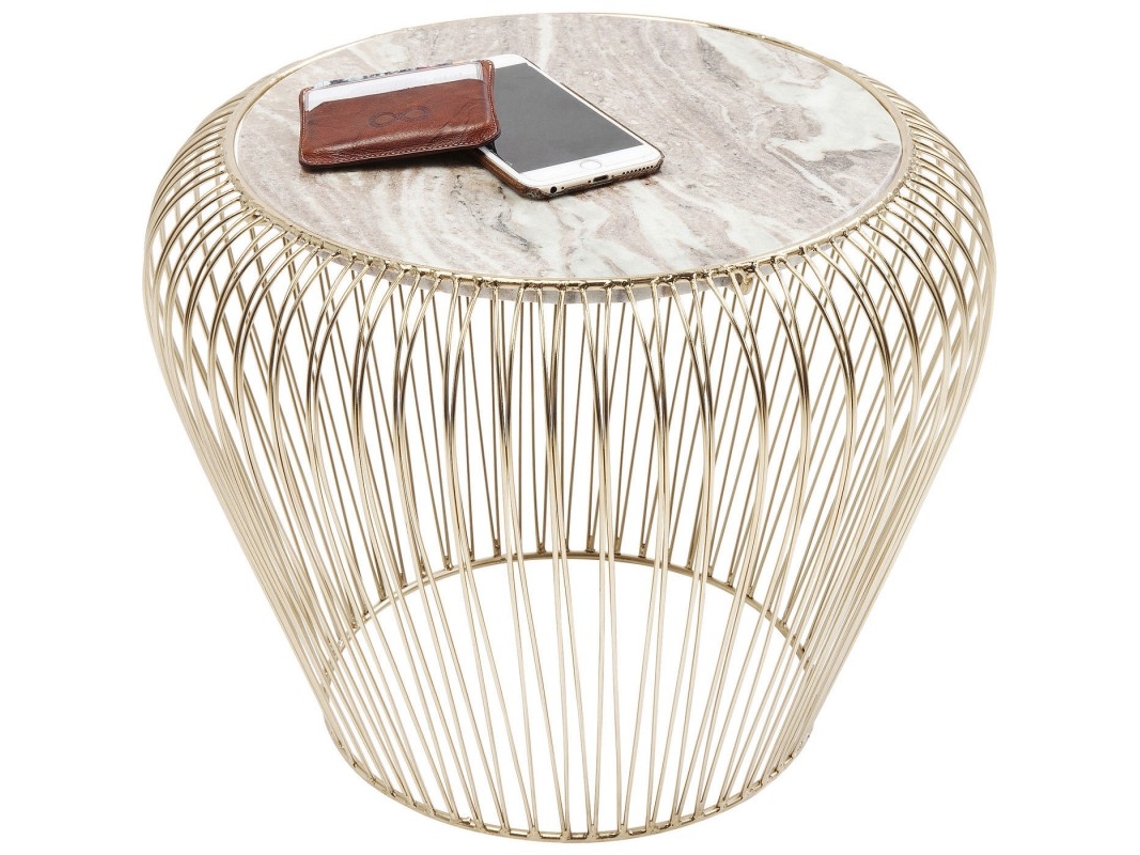 Mesa Auxiliar Beam de Mármol Gris Dorado Ø 43 cm