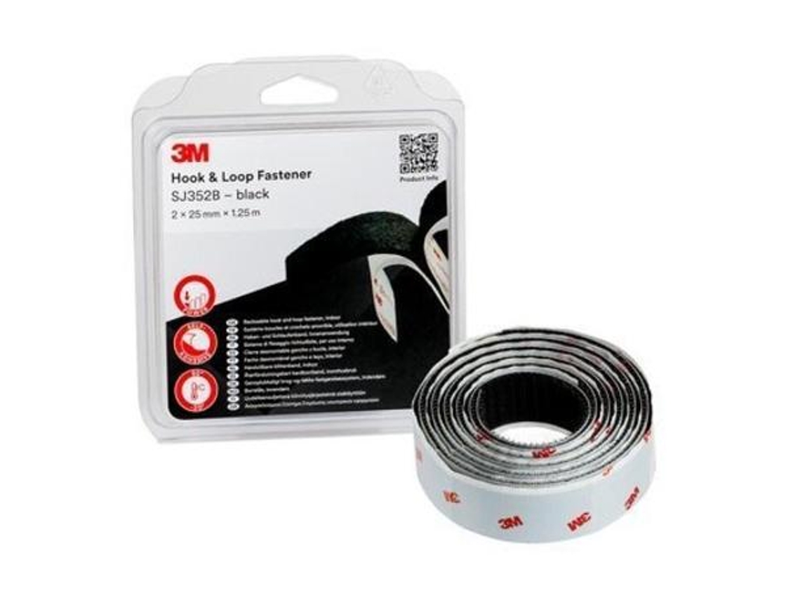Cinta hook loop 3m 1,25mx25mm negro