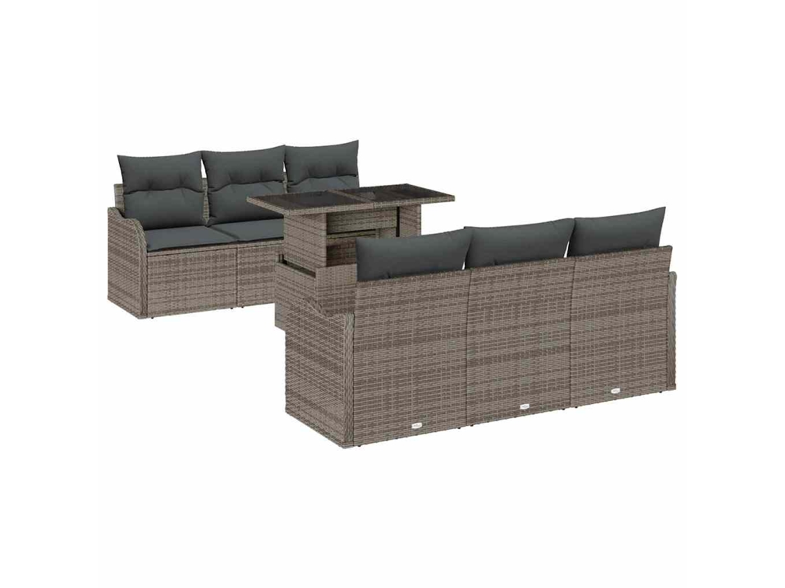 Maison Exclusive - Conjunto de sofás de jardín de 7 piezas, ratán sintético gris