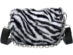 Bolso bandolera negro para mujer con estampado de cebra y pequeño bolso de hombro de piel sintética.