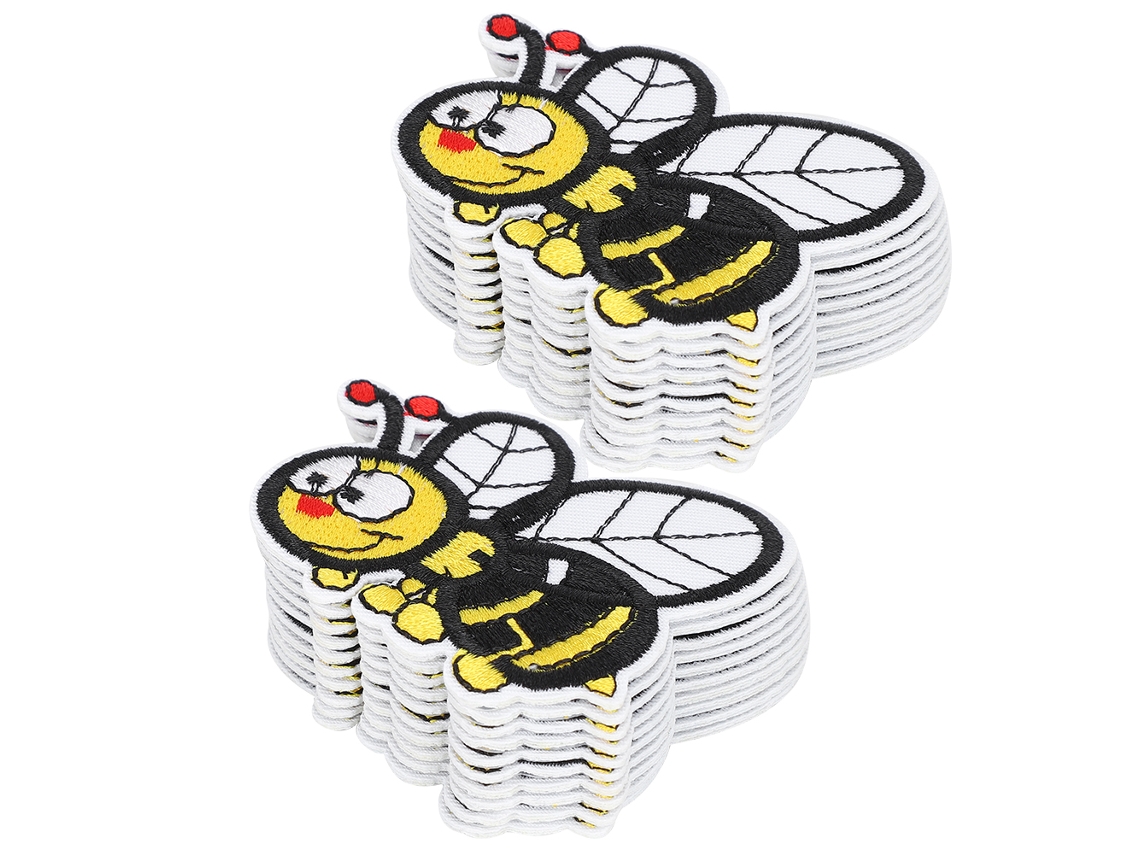 20 Parches Termoadhesivos De Abeja Bordados Para Ropa, Mochilas Y Accesorios.