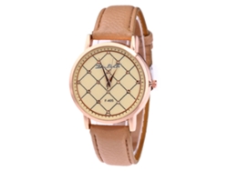 Reloj Casual Unisex Con Correa De Cuero Pu Y Dial De Patrón Personalidad (café Claro)