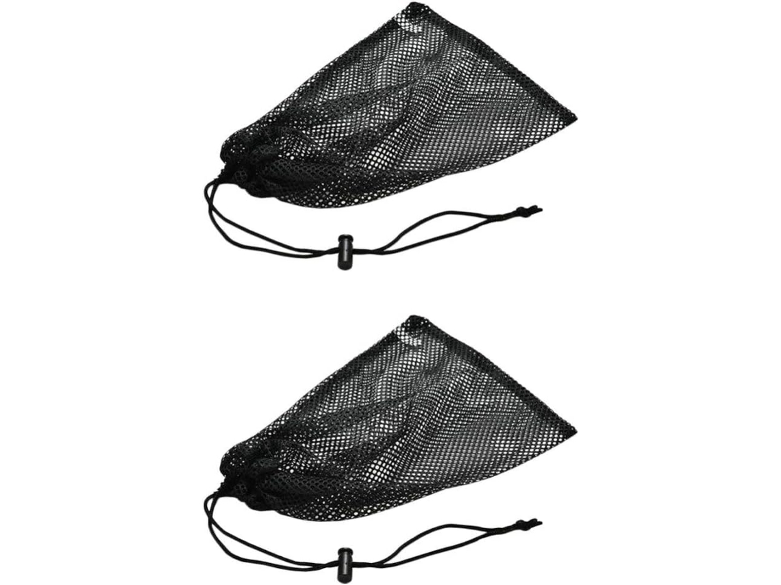 Juego de 2 bolsas de malla con cordón, bolsas portátiles para viajes y almacenamiento deportivo, malla transpirable, F Slowmoose