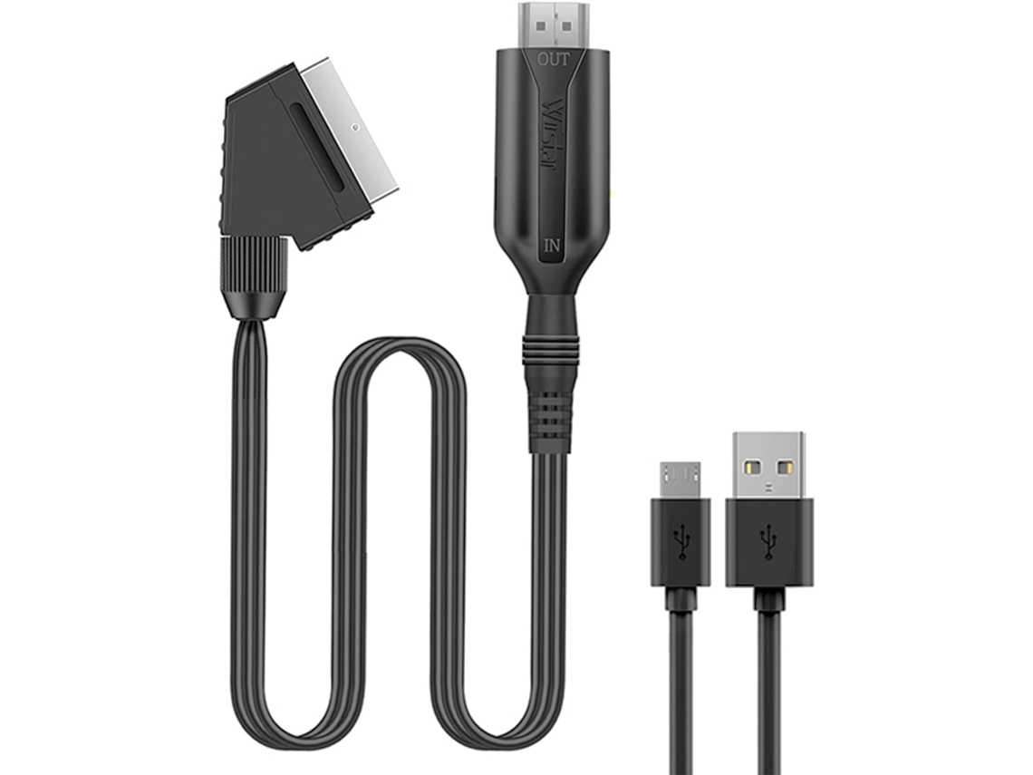 Convertidor de euroconector a HDMI, adaptador de vídeo 1080p60 Hz Scart a HDMI, escalador para TV HD, DVD, Xbox, PS3, Blu-ray Zruxe