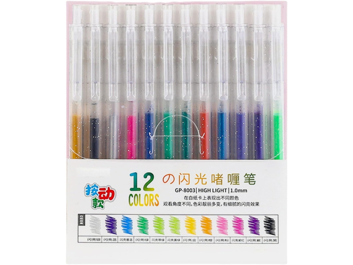 Bolígrafo De Tinta De Gel Con Purpurina Retráctil - Punta De 1 Mm Para