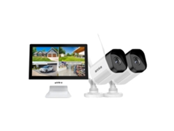 Cámara de seguridad, resolución de 8 MP, visión nocturna de hasta 30 metros, 2 cámaras de 8 MP.