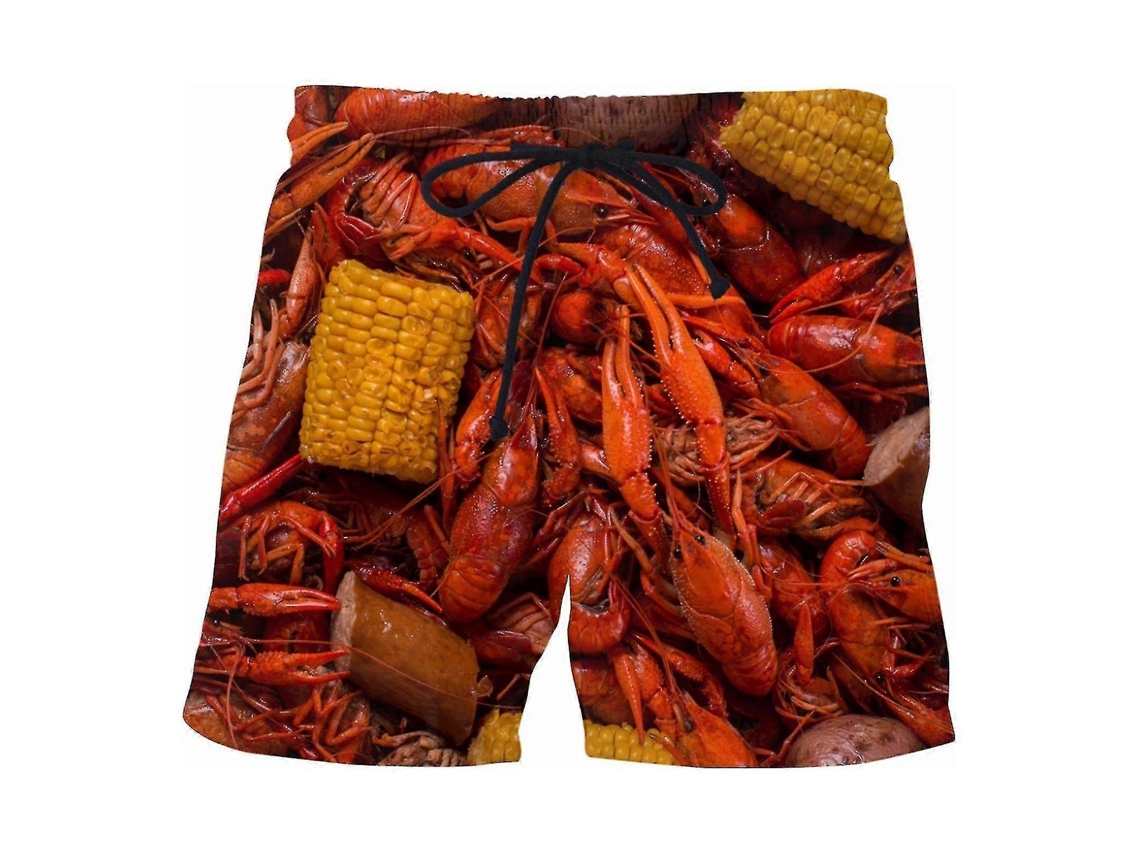 Pantalones cortos para hombre con estampado de salchichas, perneras anchas, cintura elástica y cordón ajustable.