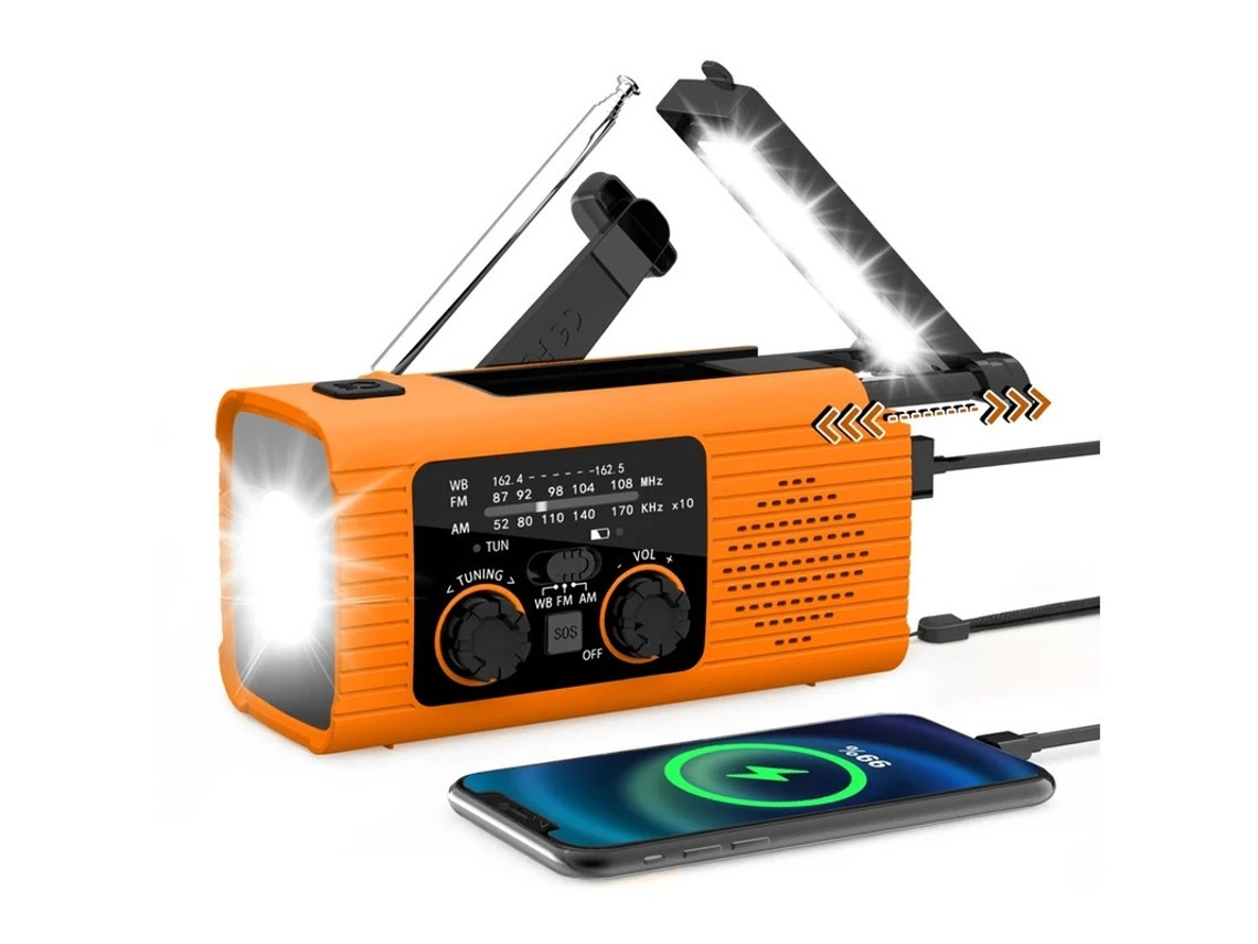 Radio solar de emergencia con manivela de 2000 mAh, AM/FM NOAA y alarma SOS Yizhood (naranja)