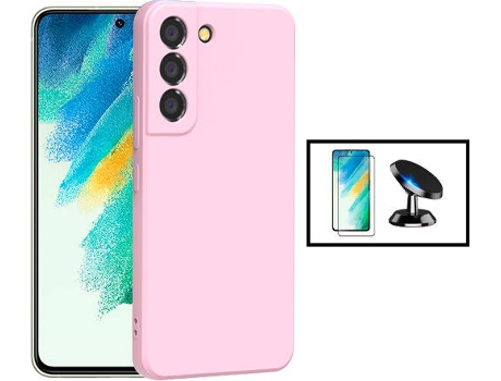 Kit Carcasa + Protector de Pantalla GorilaGlass + Soporte Magnético Samsung Galaxy S22+ Plus 5G G4M Rosa