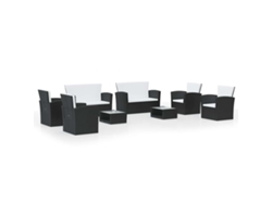 Maison Exclusive - Set Muebles De Jardín 8 Piezas Y Cojines Ratán Sintético Negro